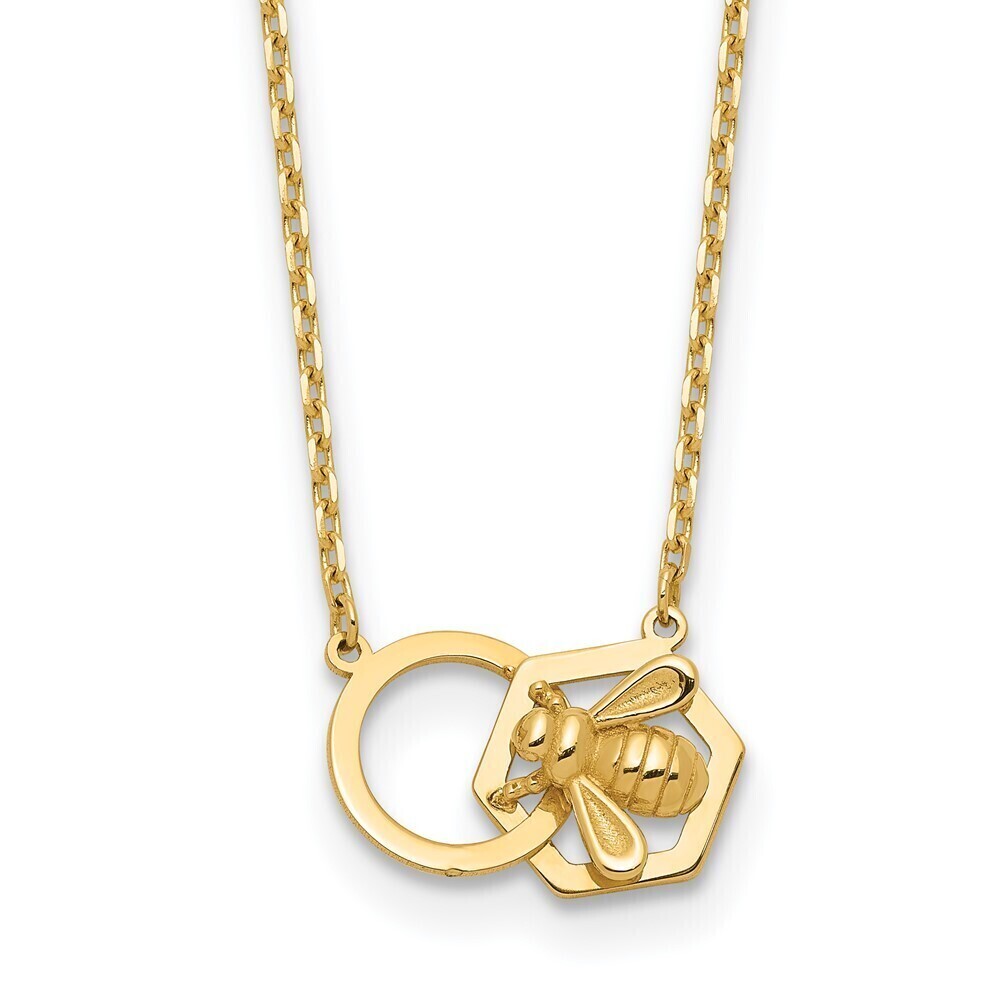 Kazi Luxury 14k Yellow Gold Polished Bee Necklace